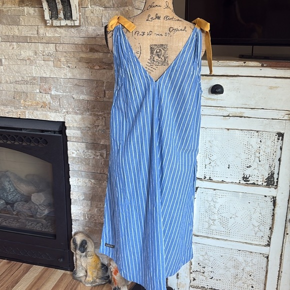 Matilda Jane Sandy Sea Shell swim suit cover-up blue w white stripe vneck pocket - Picture 11 of 15